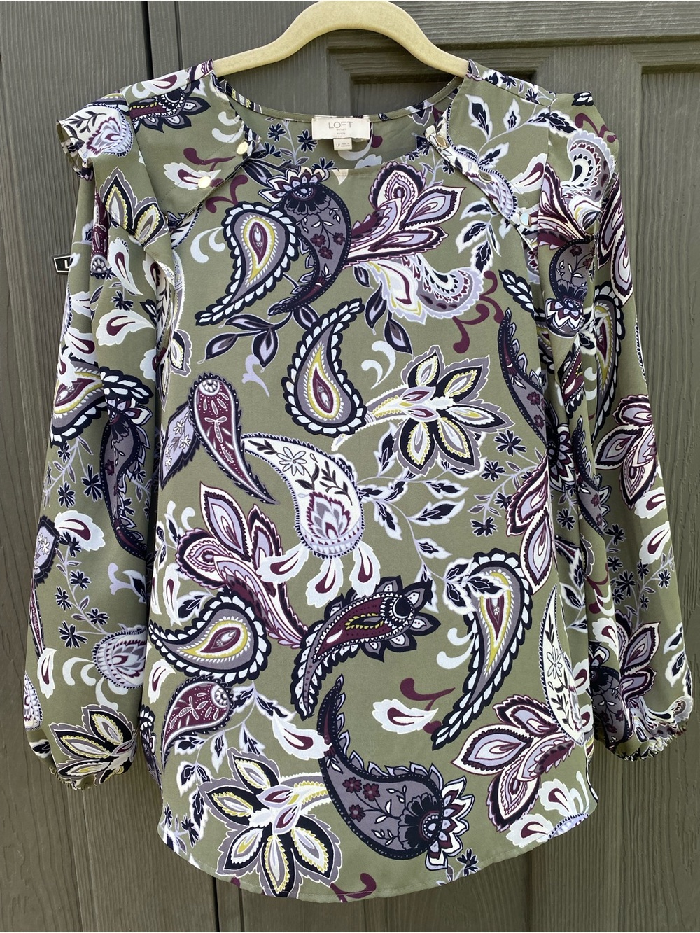 Loft Olive Paisley Blouse